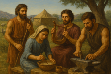 a familia de Lameque, seus filhos Jabal, Naamá, Jubal e Tubalcaim